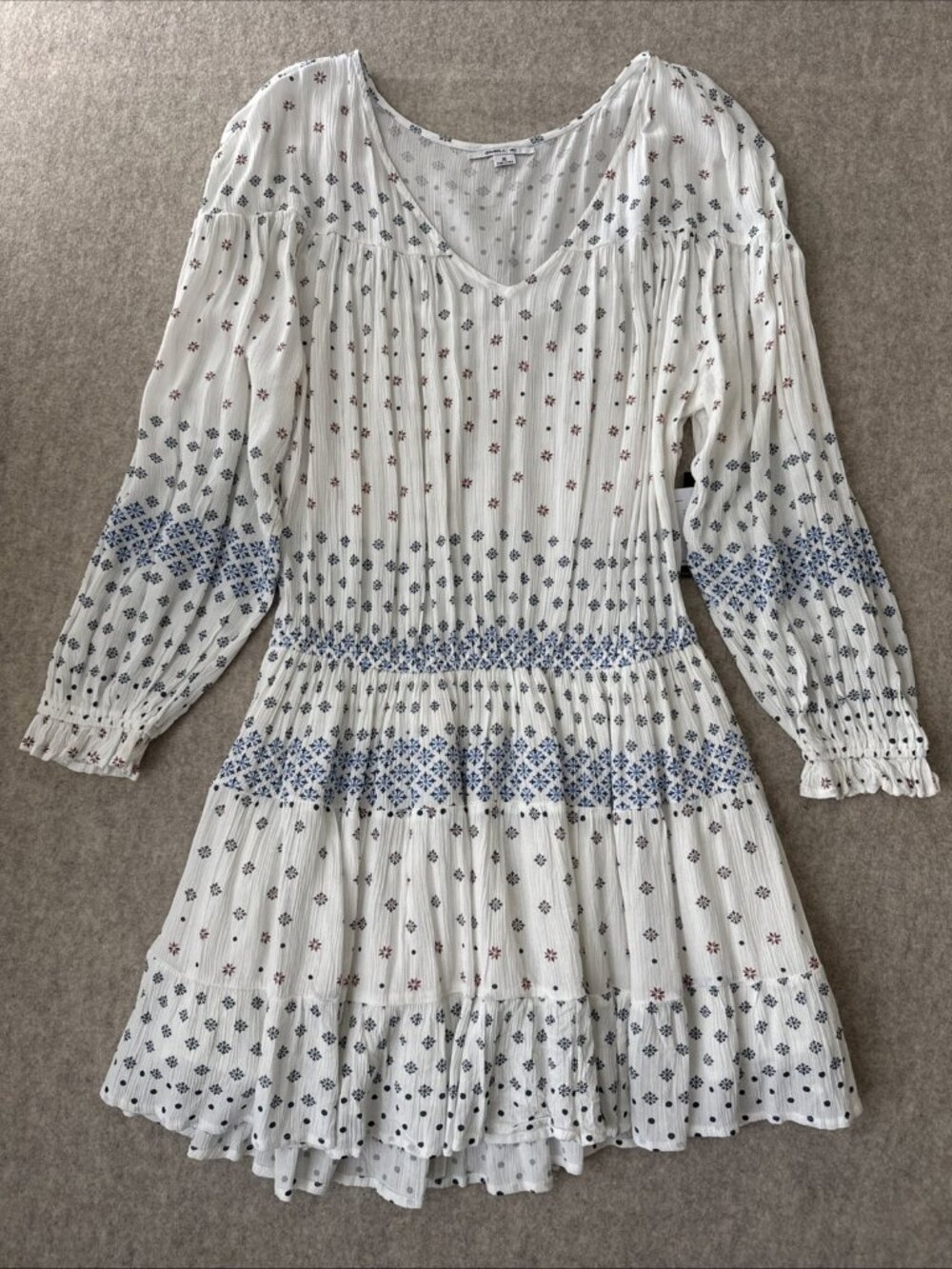 Oneill Amaryn Drop in Waist Mini Dress Ivory Floral Womens XLarge New